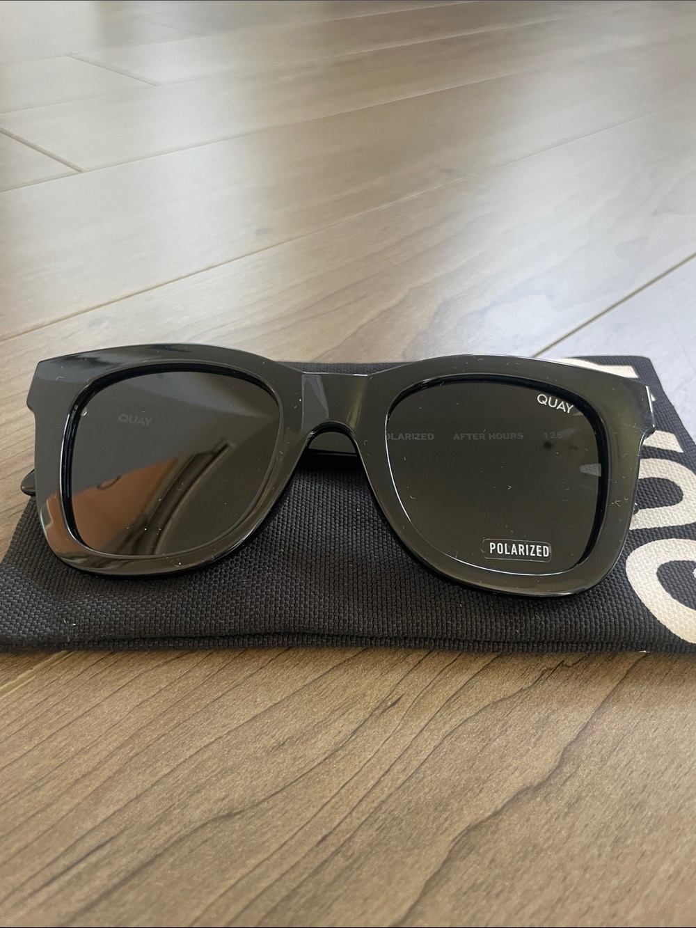 Quay Australia Black Plastic Square Framed  “After Hours” Polarized Sunglasses